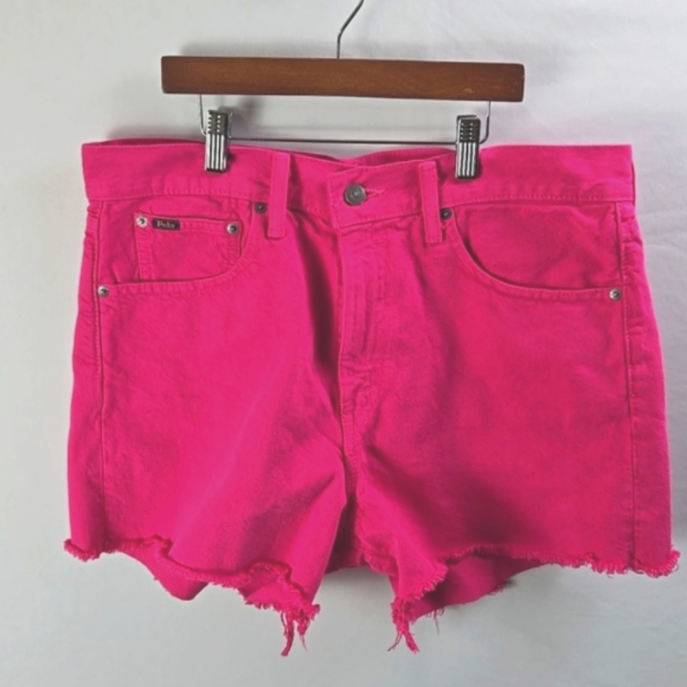 Polo Ralph Lauren Womens Hot Pink The Crosby Relaxed Denim Jeans Shorts Sz 30